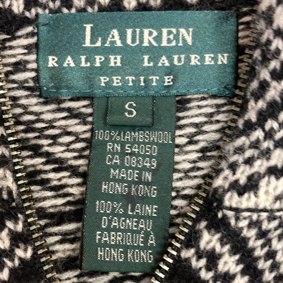 Vintage Ralph Lauren Lambswool  90s RL Nordic Zip Up Cardigan Size S Petite - Picture 3 of 6